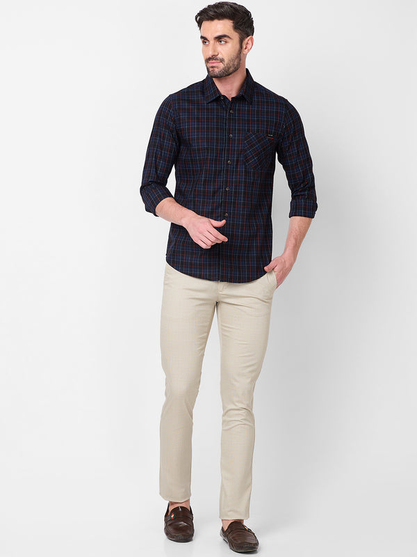 Killer Men Navy Checks Slim Fit Shirts