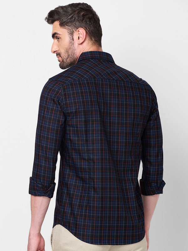 Killer Men Navy Checks Slim Fit Shirts