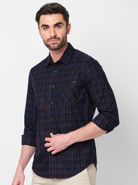 Killer Men Navy Checks Slim Fit Shirts
