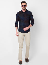 Killer Men Navy Checks Slim Fit Shirts