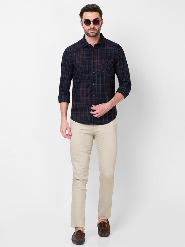 Killer Men Navy Checks Slim Fit Shirts