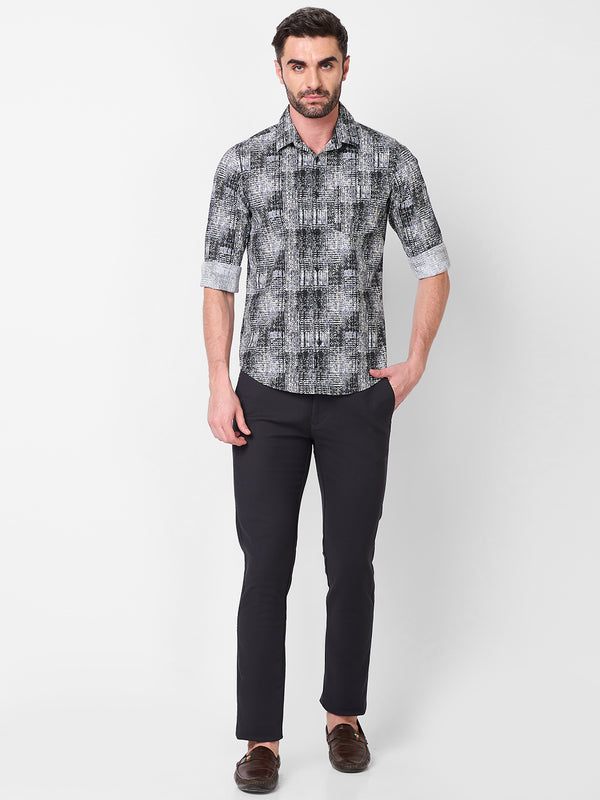 Killer Men Grey Printed Slim Fit Shirts