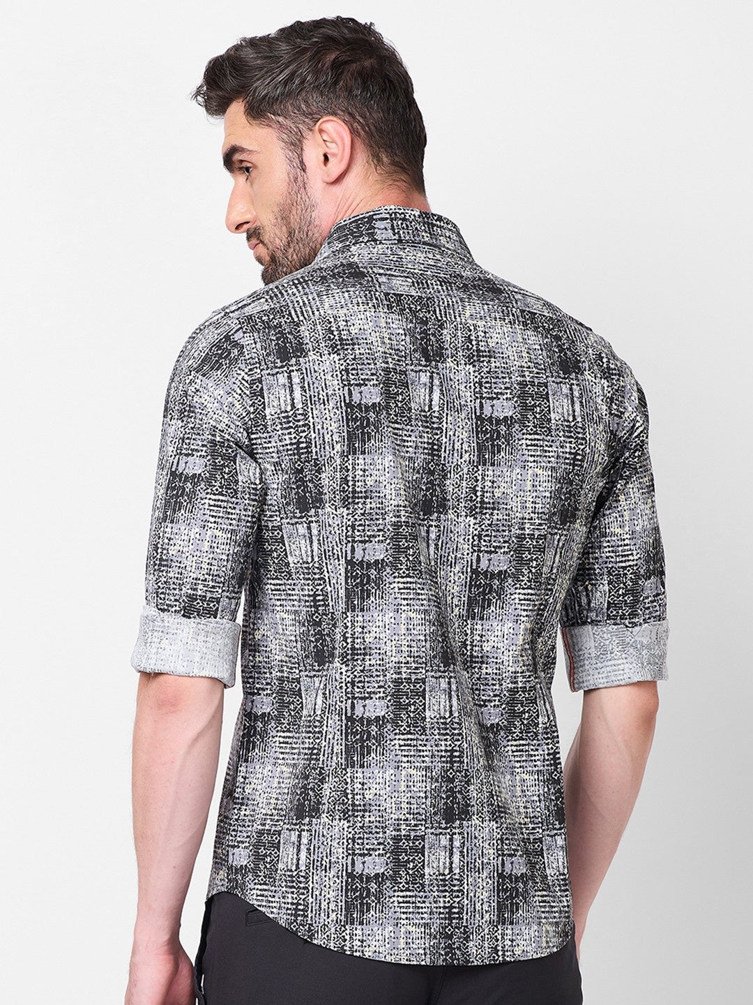 Killer Men Grey Printed Slim Fit Shirts