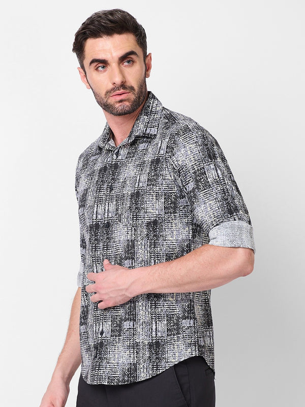 Killer Men Grey Printed Slim Fit Shirts