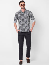 Killer Men Grey Printed Slim Fit Shirts