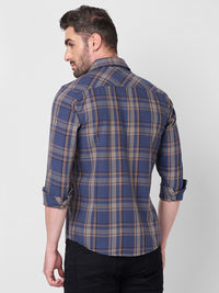 Killer Men Blue Checks Slim Fit Shirts