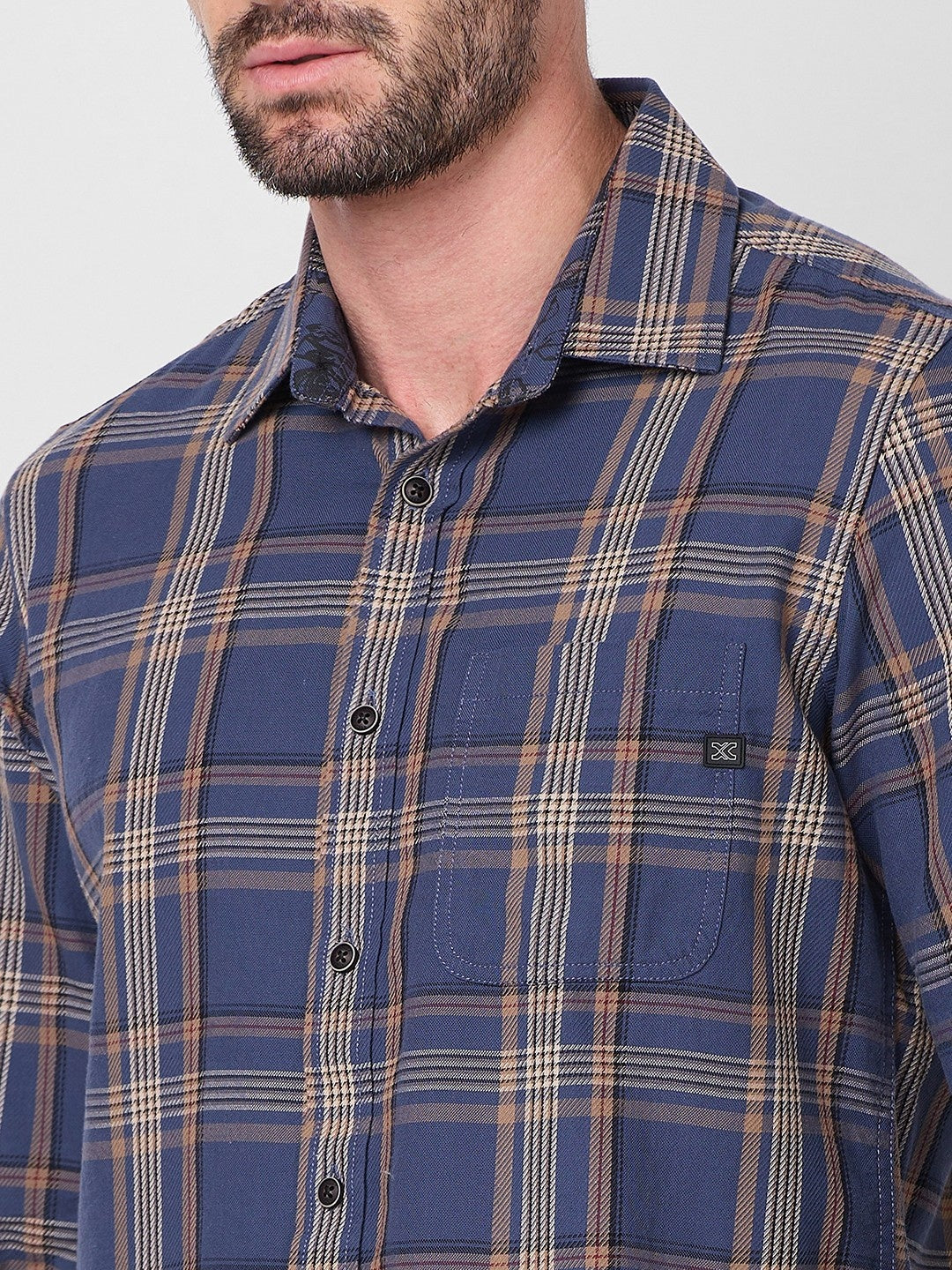 Killer Men Blue Checks Slim Fit Shirts