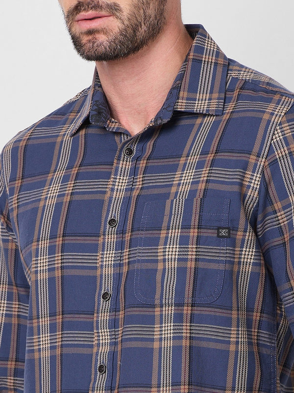 Killer Men Blue Checks Slim Fit Shirts