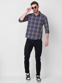 Killer Men Blue Checks Slim Fit Shirts