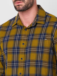 Killer Men Dark Mustard Checks Slim Fit Shirts