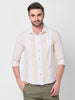 Killer Men Beige Stripe Slim Fit Shirts