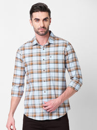 Killer Men Light Blue Checks Slim Fit Shirts