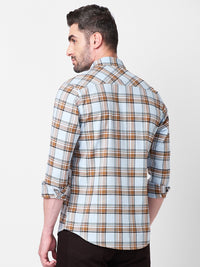Killer Men Light Blue Checks Slim Fit Shirts