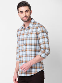 Killer Men Light Blue Checks Slim Fit Shirts