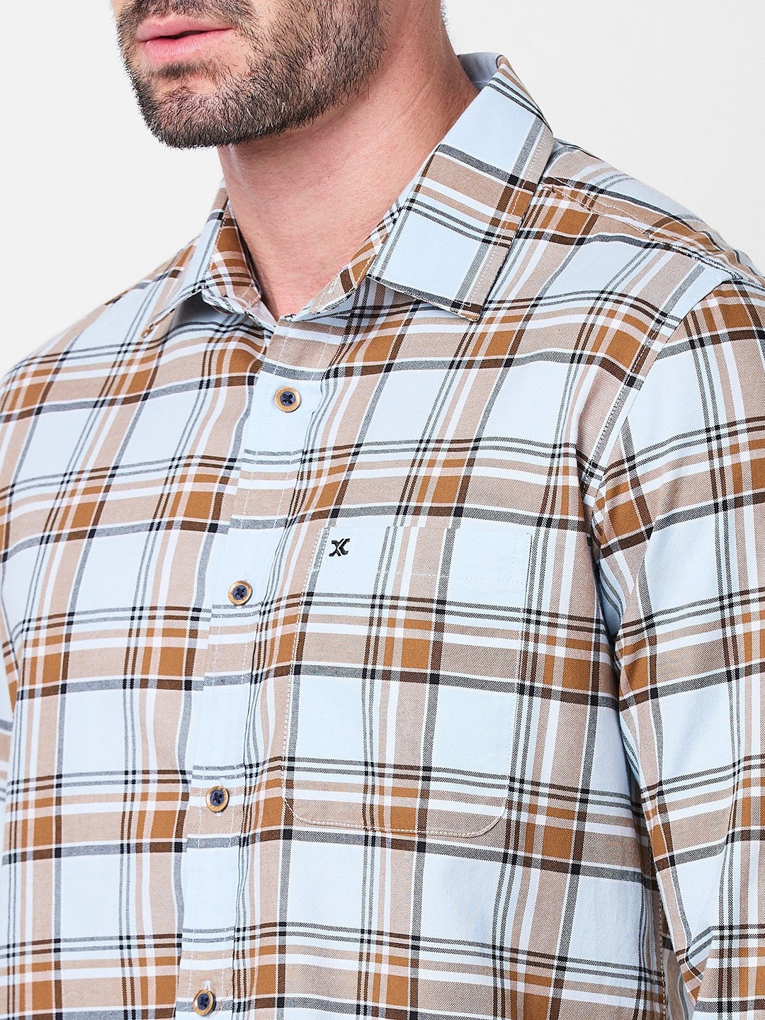 Killer Men Light Blue Checks Slim Fit Shirts