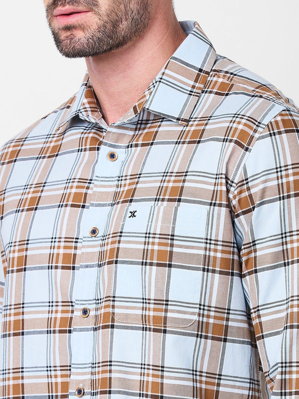 Killer Men Light Blue Checks Slim Fit Shirts