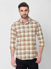 Killer Men Cream Checks Slim Fit Shirts