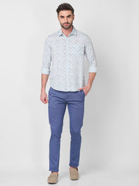 Killer Men Light Mint Printed Slim Fit Shirts