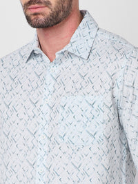 Killer Men Light Mint Printed Slim Fit Shirts