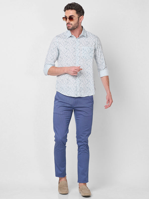 Killer Men Light Mint Printed Slim Fit Shirts