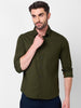 Killer Men Olive Solid Slim Fit Shirts