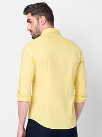 Killer Men Light Yellow Solid Slim Fit Shirts