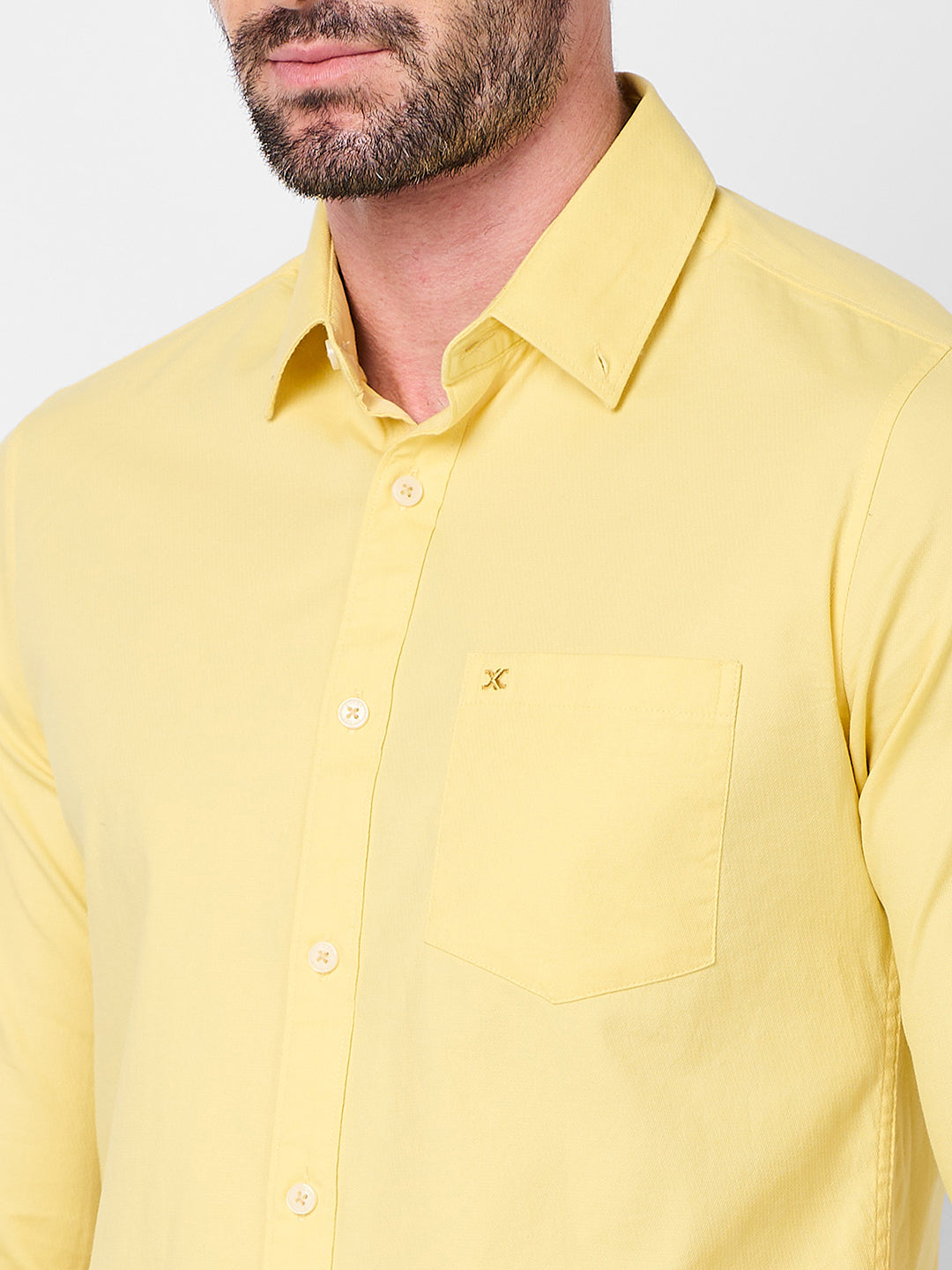 Killer Men Light Yellow Solid Slim Fit Shirts