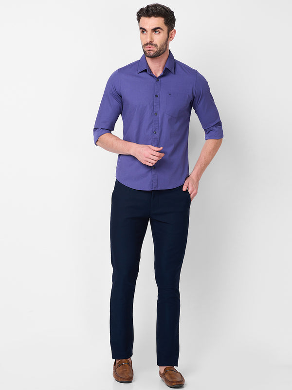 Killer Men Lavender Solid Slim Fit Shirts