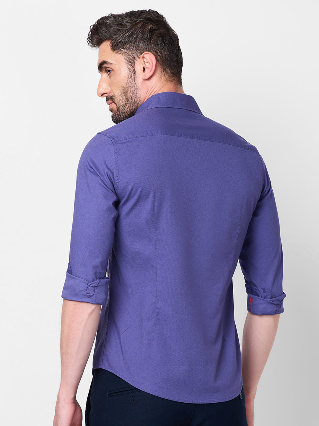Killer Men Lavender Solid Slim Fit Shirts