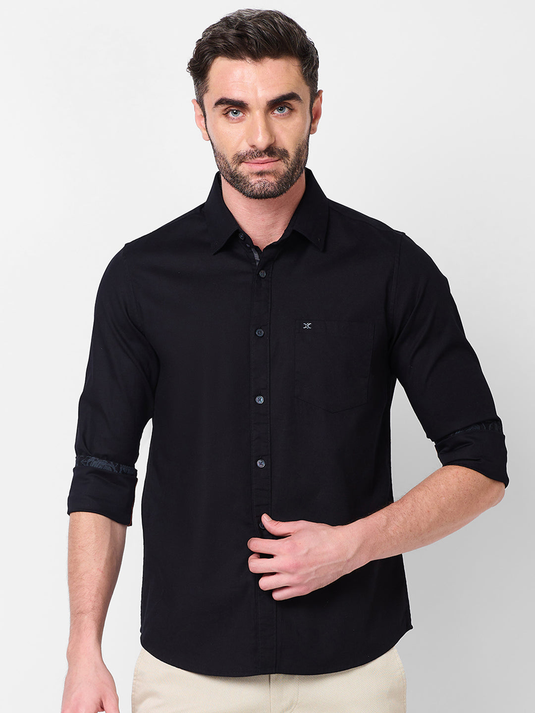 Killer Men Black Solid Slim Fit Shirts