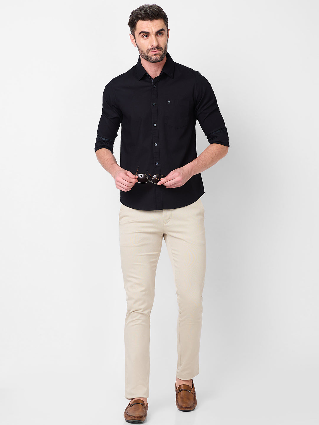 Killer Men Black Solid Slim Fit Shirts