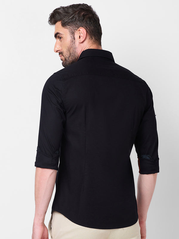 Killer Men Black Solid Slim Fit Shirts