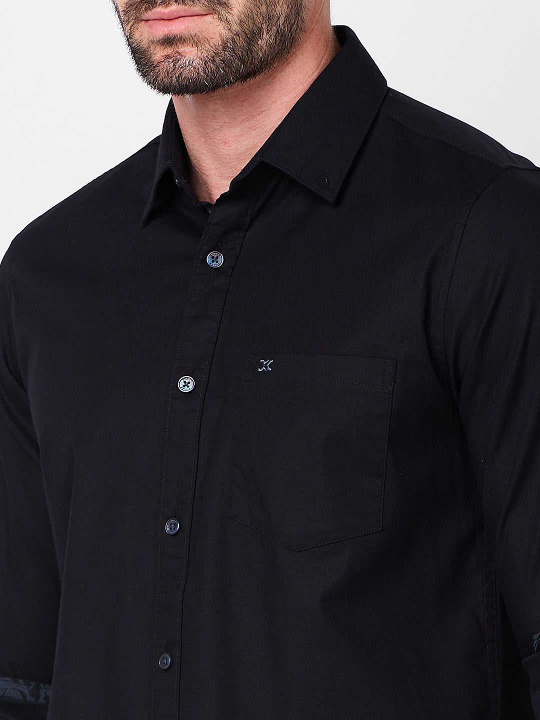 Killer Men Black Solid Slim Fit Shirts