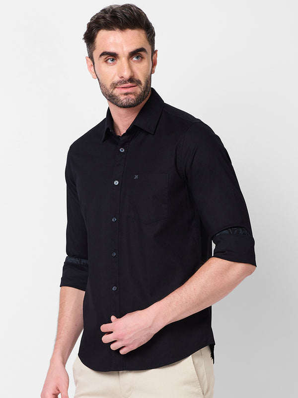 Killer Men Black Solid Slim Fit Shirts