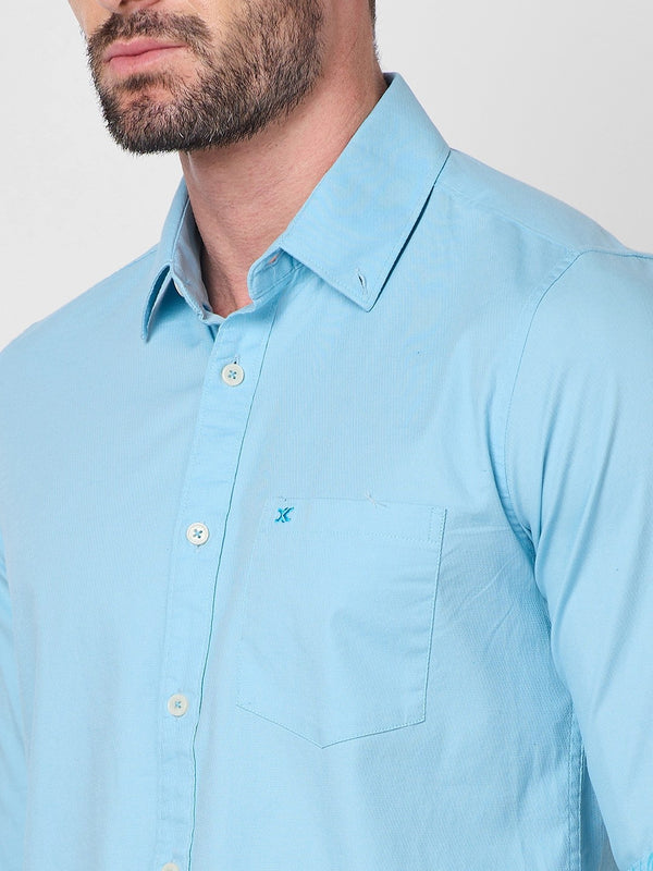 Killer Men Light Blue Solid Slim Fit Shirts