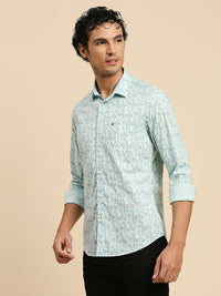 Killer Men Mint Printed Slim Fit Shirts