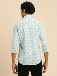 Killer Men Mint Printed Slim Fit Shirts