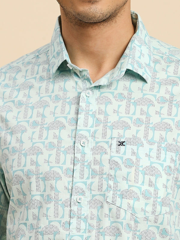 Killer Men Mint Printed Slim Fit Shirts