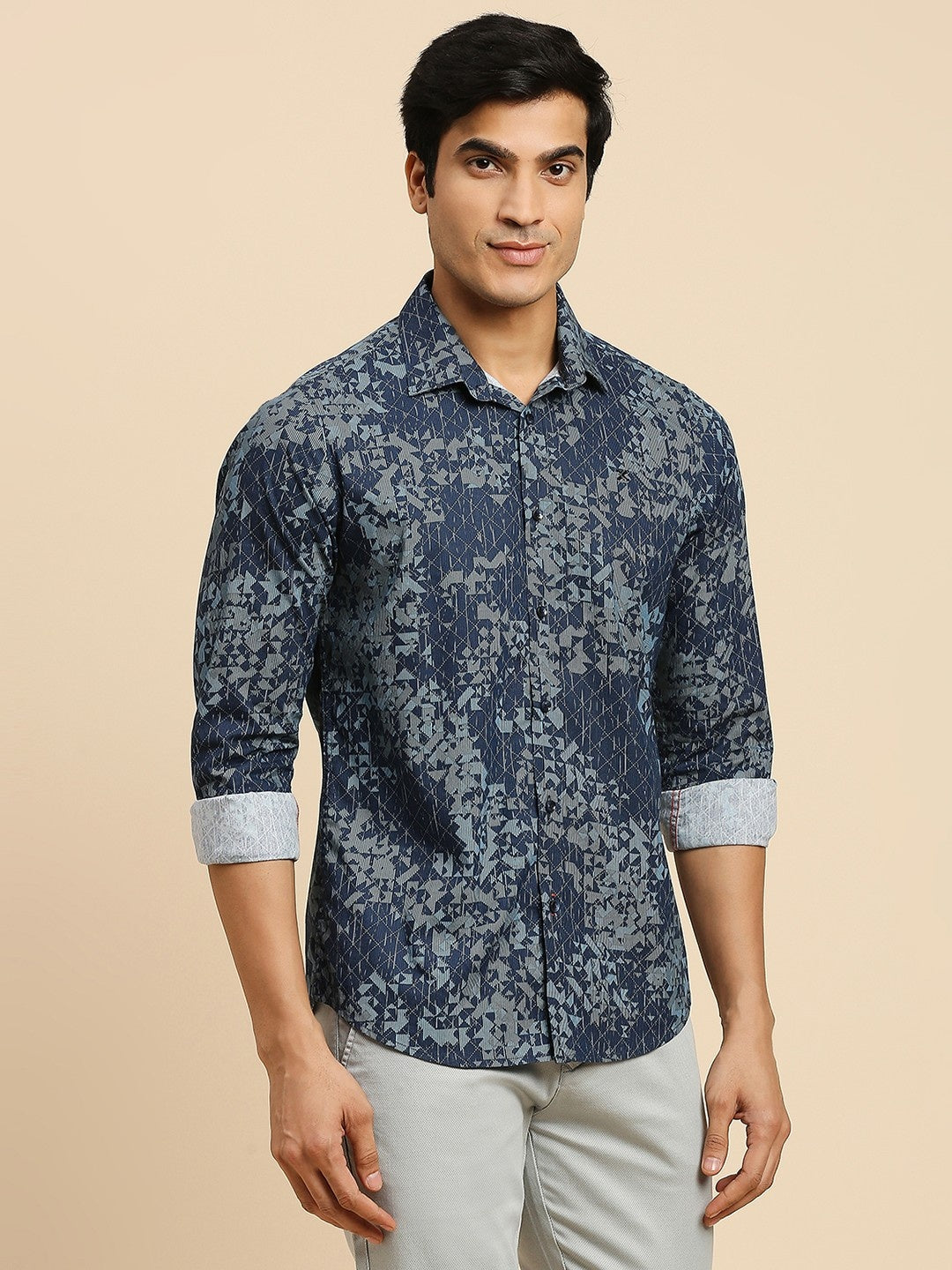 Killer Men Navy Printed Slim Fit Shirts
