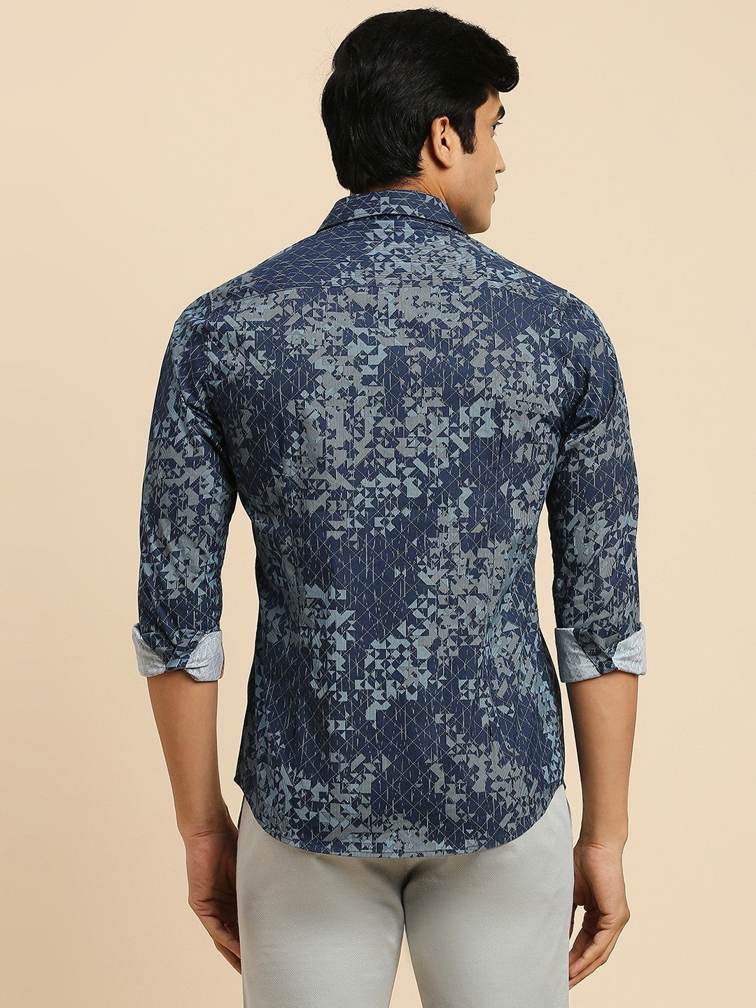 Killer Men Navy Printed Slim Fit Shirts
