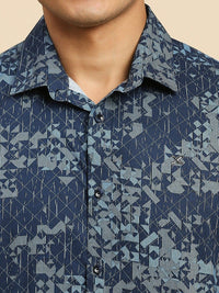 Killer Men Navy Printed Slim Fit Shirts