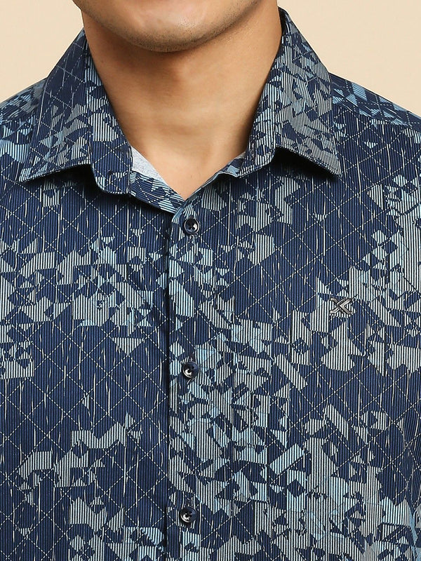 Killer Men Navy Printed Slim Fit Shirts
