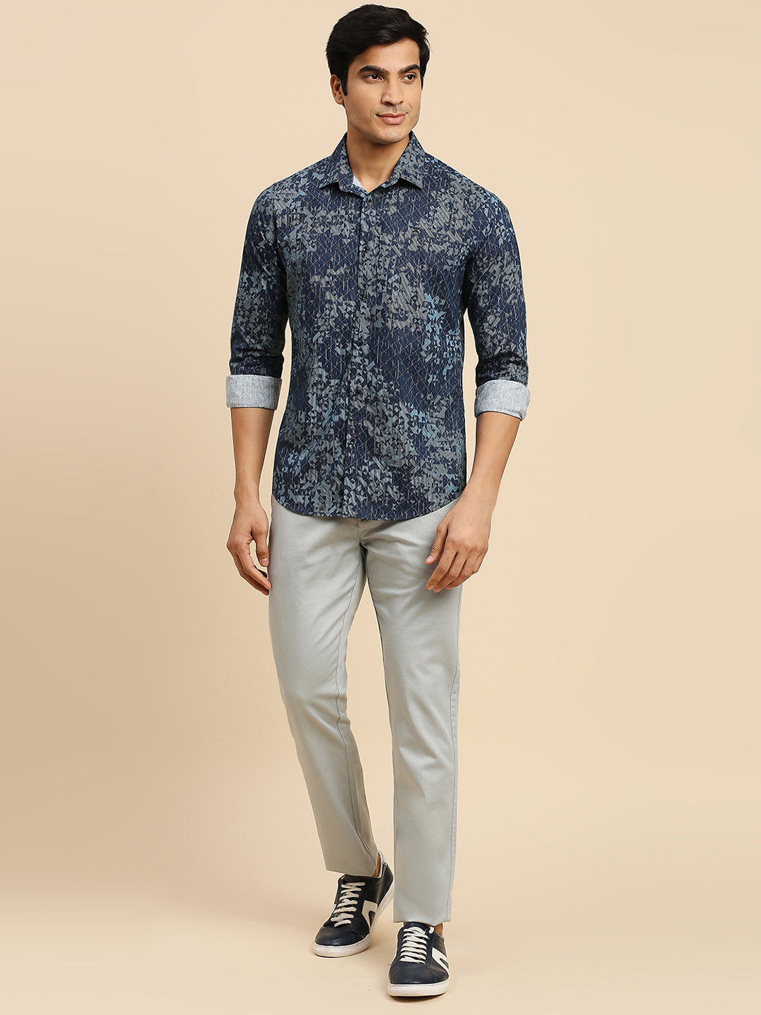 Killer Men Navy Printed Slim Fit Shirts