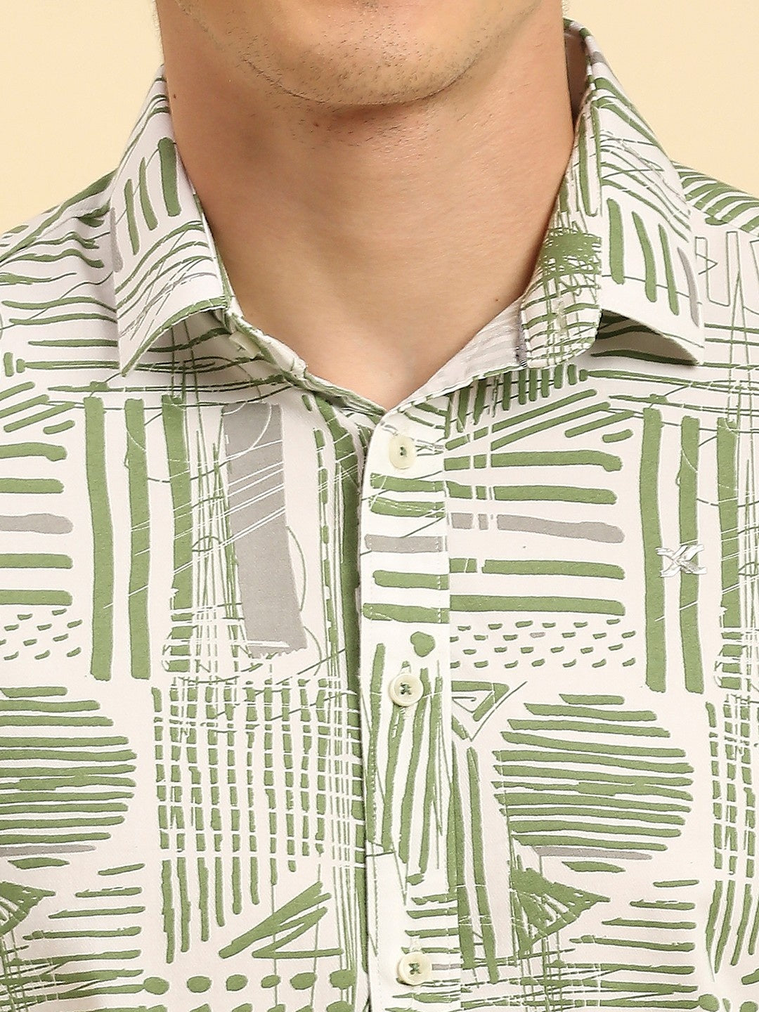 Killer Men Olive Printed Slim Fit Shirts