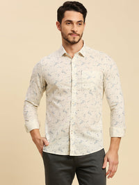 Killer Men Cream Printed Slim Fit Shirts