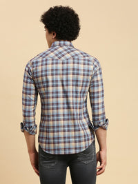 Killer Men Burgandie Checks Slim Fit Shirts