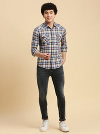 Killer Men Burgandie Checks Slim Fit Shirts
