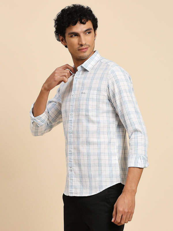 Killer Men Light Blue Checks Slim Fit Shirts