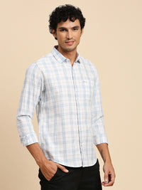 Killer Men Light Blue Checks Slim Fit Shirts