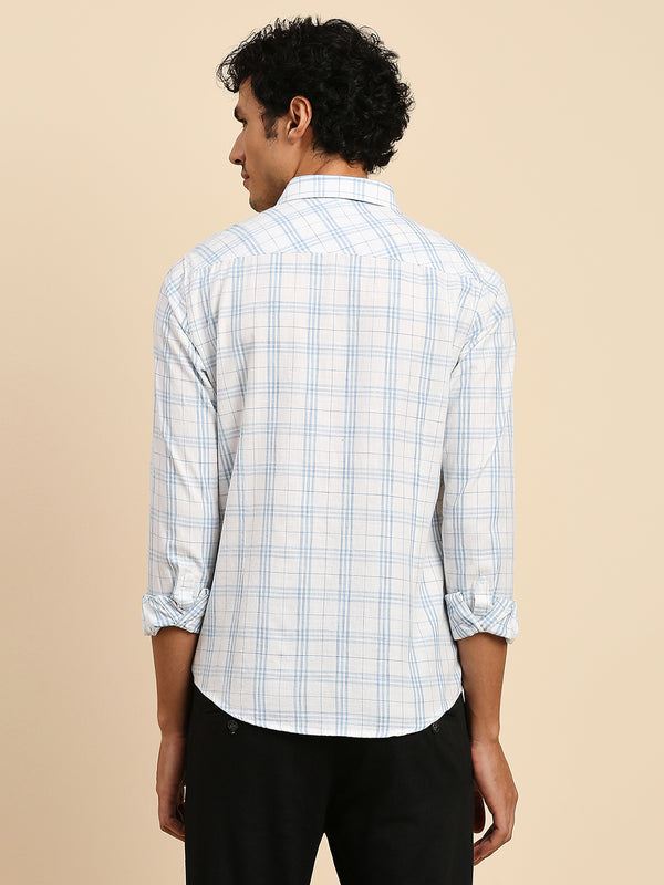 Killer Men Light Blue Checks Slim Fit Shirts